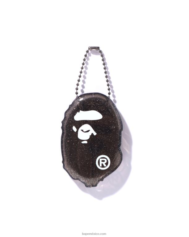 caja de monedas de cabeza hombres A Bathing Ape 00RH595 negro