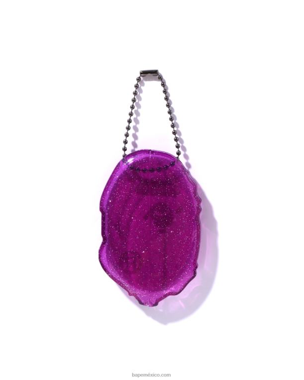 caja de monedas de cabeza hombres A Bathing Ape 00RH597 púrpura