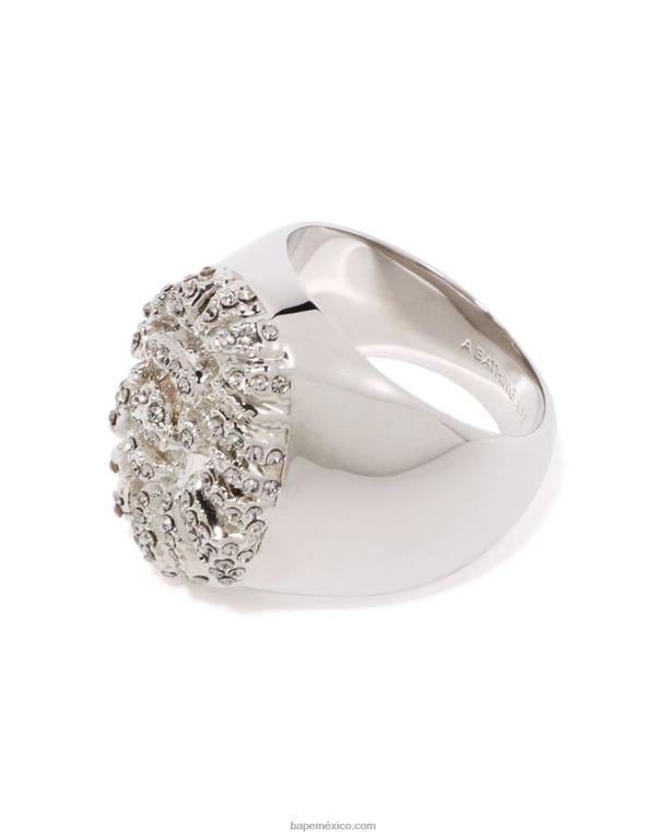 anillo de piedra de cristal de cabeza hombres A Bathing Ape 00RH555 plata