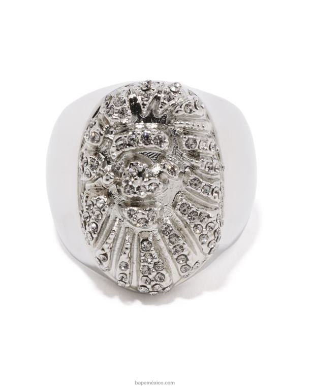 anillo de piedra de cristal de cabeza hombres A Bathing Ape 00RH555 plata