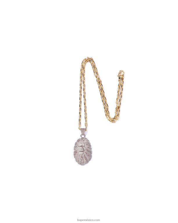 collar de piedra de cristal de cabeza hombres A Bathing Ape 00RH553 marrón