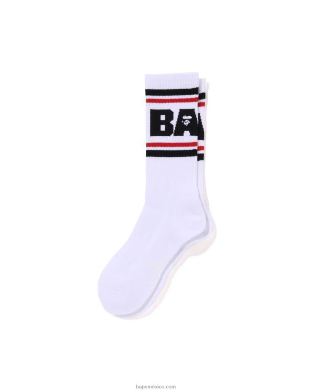 calcetines de línea hombres A Bathing Ape 00RH436 negro