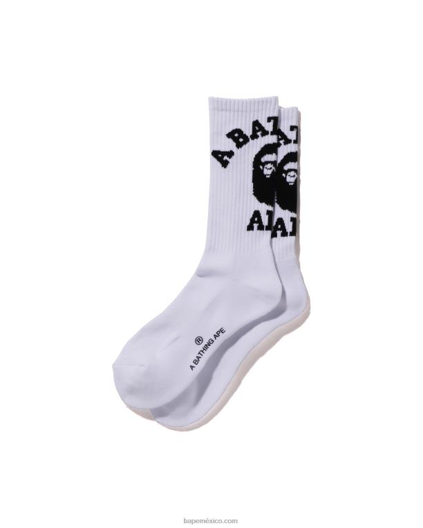 calcetines universitarios hombres A Bathing Ape 00RH428 blanco