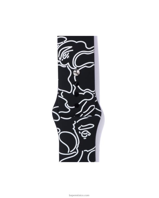 banda de reloj de camuflaje de neón hombres A Bathing Ape 00RH540 negro