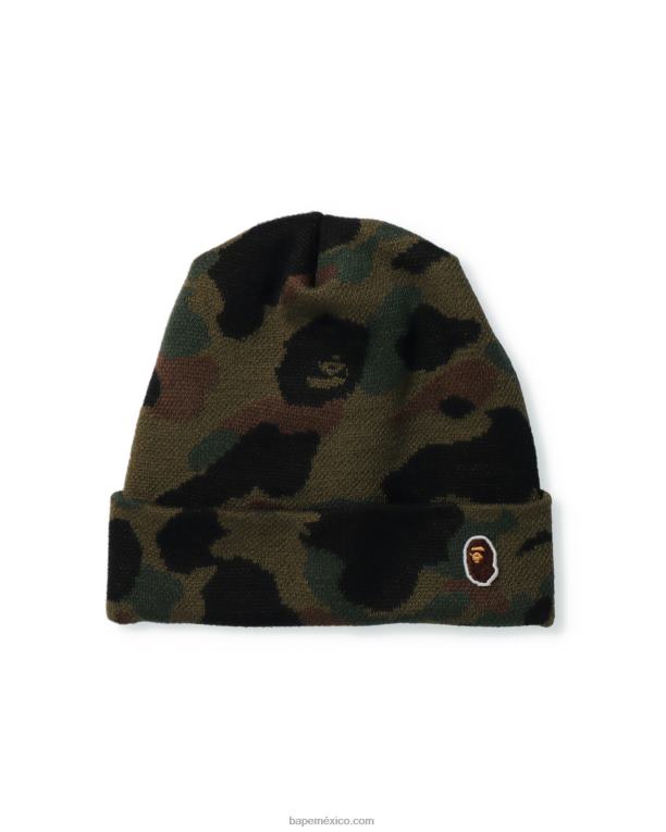 1er gorro de punto de camuflaje hombres A Bathing Ape 00RH633 ejercito verde