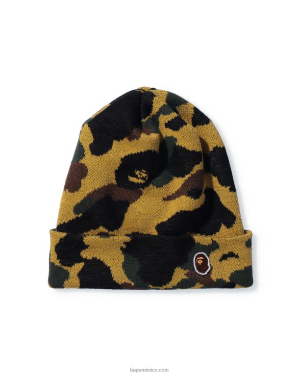 1er gorro de punto de camuflaje hombres A Bathing Ape 00RH634 amarillo