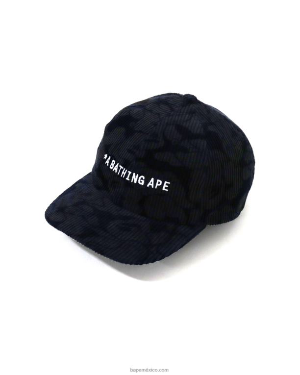 gorra con panel de pana de camuflaje sólido hombres A Bathing Ape 00RH643 Azul marino