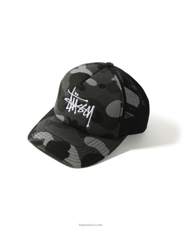 gorra de camionero x stussy hombres A Bathing Ape 00RH582 negro