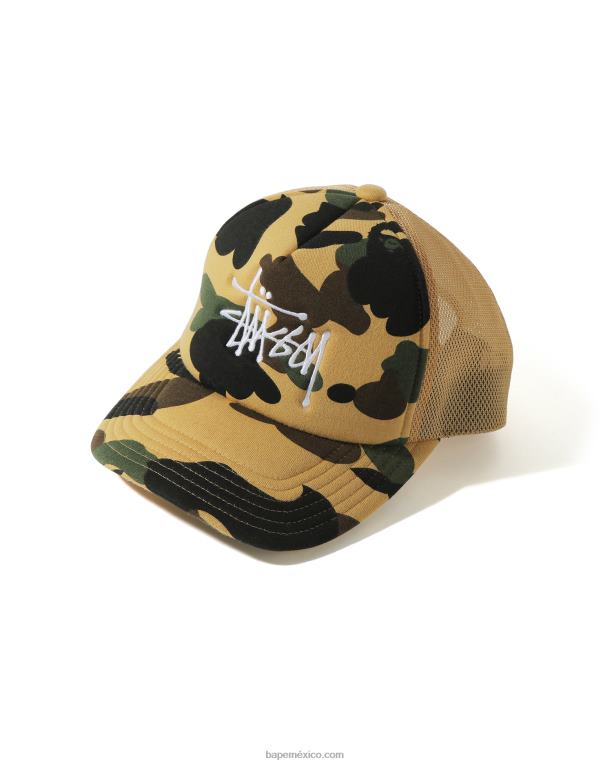 gorra de camionero x stussy hombres A Bathing Ape 00RH585 amarillo