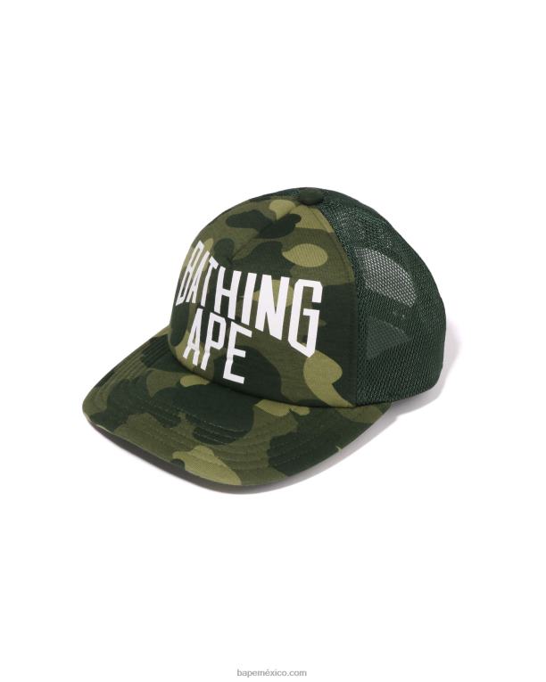 gorra de malla con logo de camuflaje de color nyc hombres A Bathing Ape 00RH533 ejercito verde