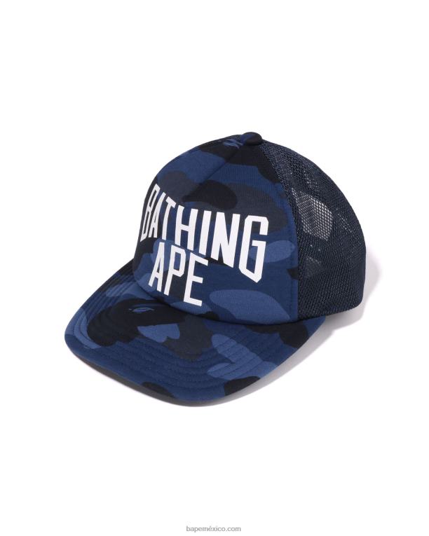 gorra de malla con logo de camuflaje de color nyc hombres A Bathing Ape 00RH534 Azul marino