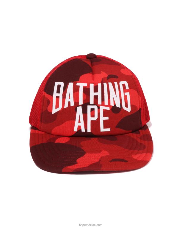 gorra de malla con logo de camuflaje de color nyc hombres A Bathing Ape 00RH536 rojo brillante