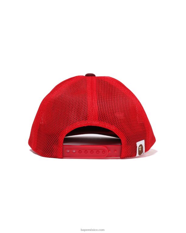 gorra de malla con logo de camuflaje de color nyc hombres A Bathing Ape 00RH536 rojo brillante