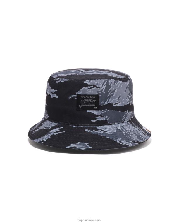 sombrero de pescador con estampado de tigre hombres A Bathing Ape 00RH499 negro