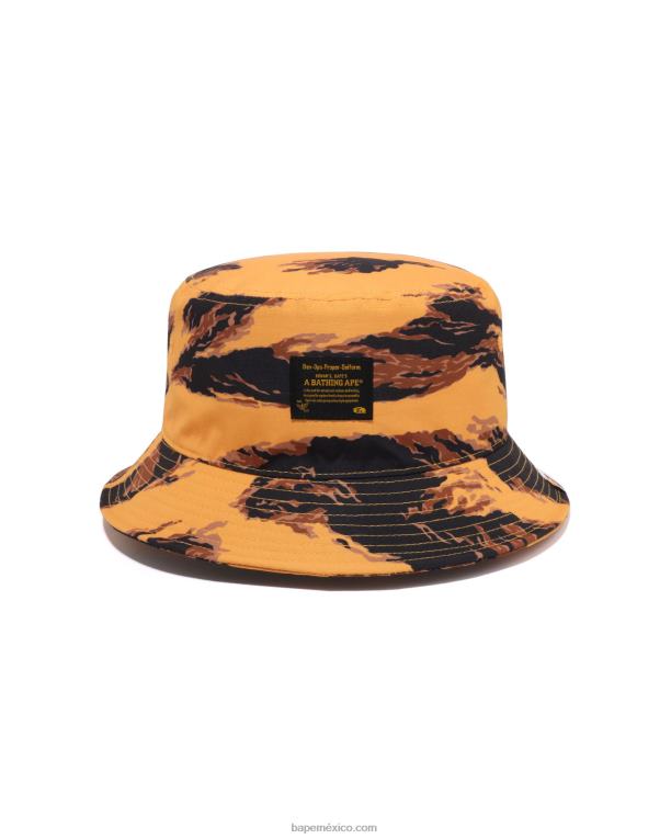 sombrero de pescador con estampado de tigre hombres A Bathing Ape 00RH500 naranja