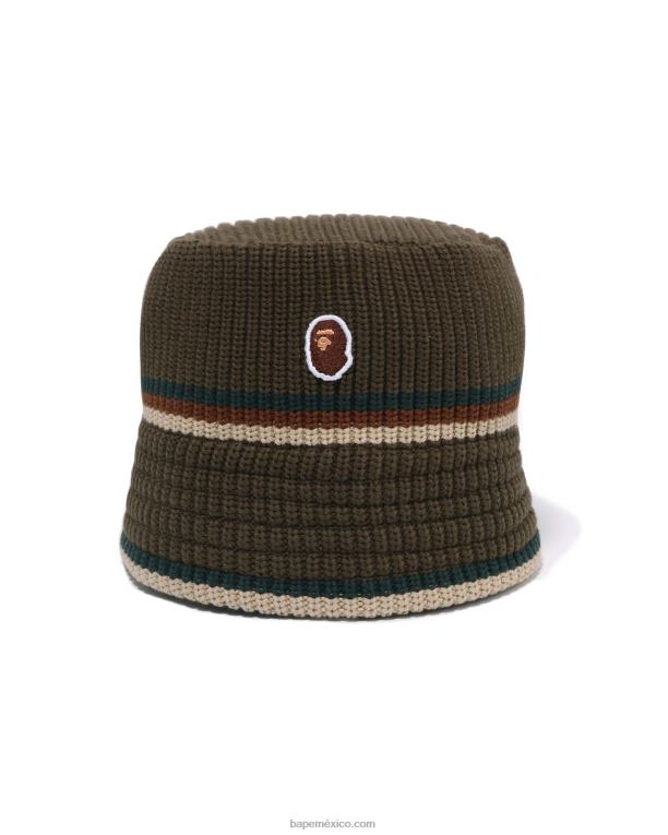 sombrero triturador de cabeza de un punto hombres A Bathing Ape 00RH418 caqui oscuro