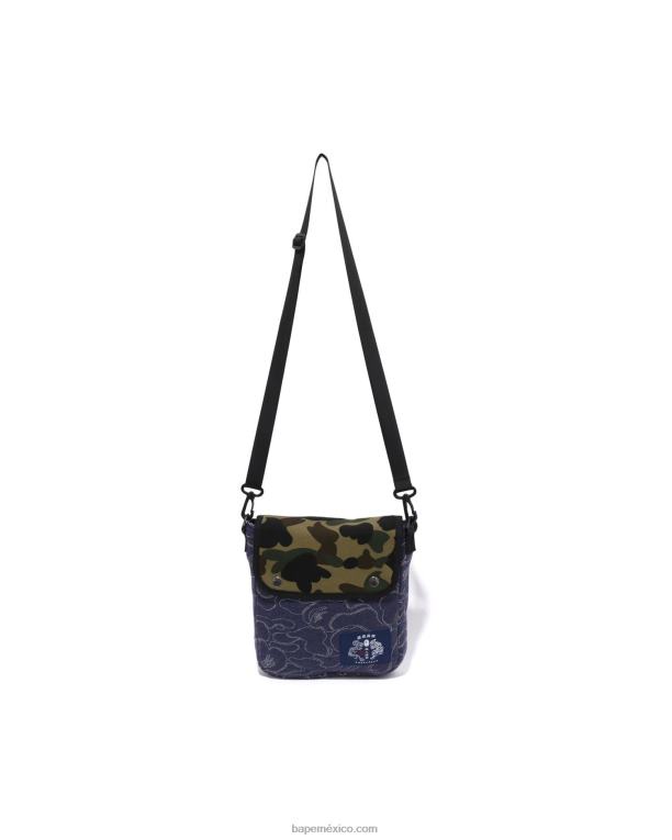 bolso de hombro abc camuflado hombres A Bathing Ape 00RH421 Azul marino