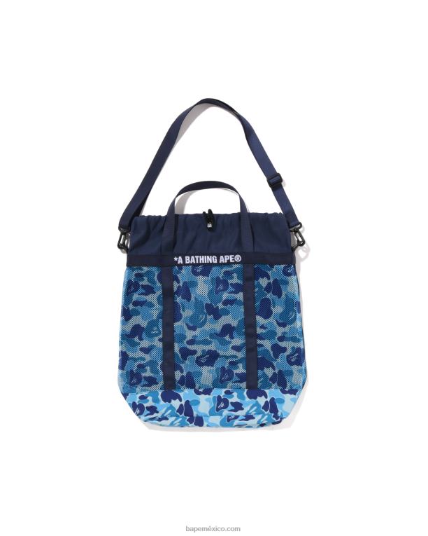 tote abc de malla de camuflaje hombres A Bathing Ape 00RH395 azul claro