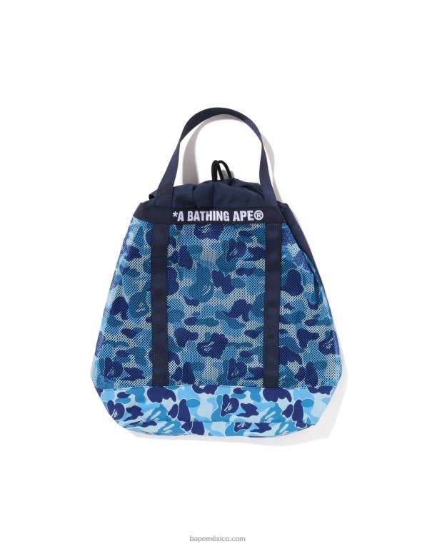 tote abc de malla de camuflaje hombres A Bathing Ape 00RH395 azul claro