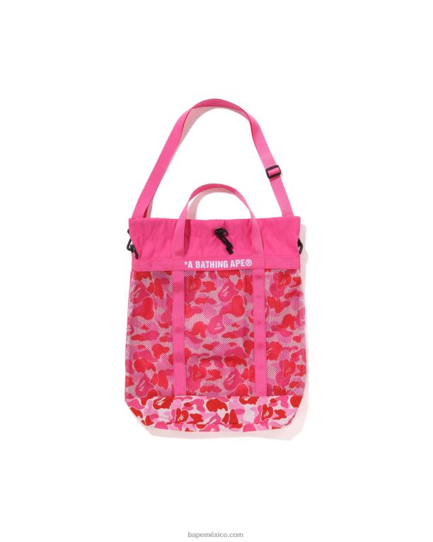 tote abc de malla de camuflaje hombres A Bathing Ape 00RH397 rosa