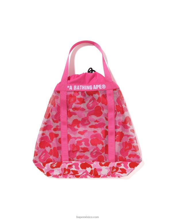 tote abc de malla de camuflaje hombres A Bathing Ape 00RH397 rosa