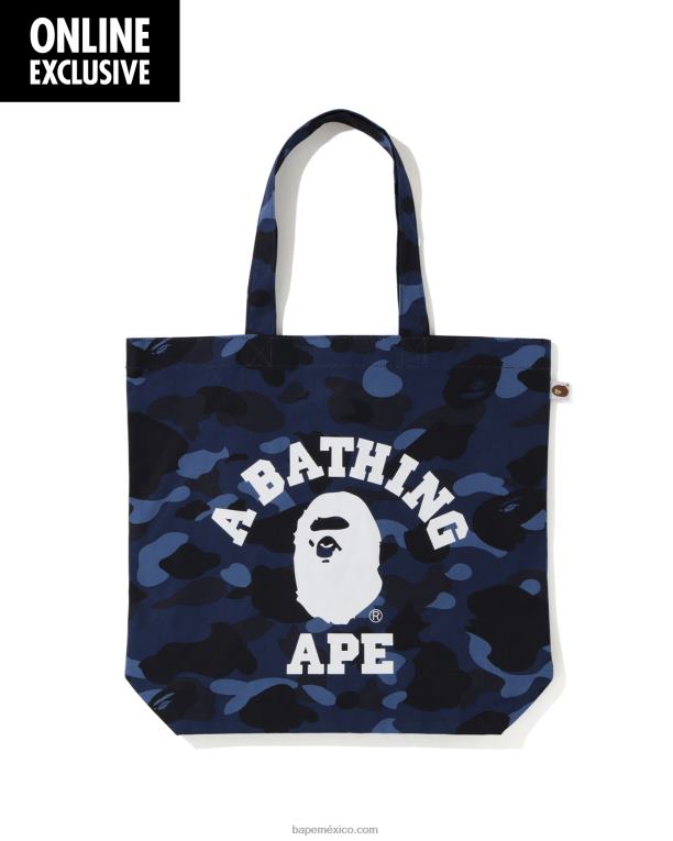 totebag universitario de camuflaje de color hombres A Bathing Ape 00RH765 Azul marino