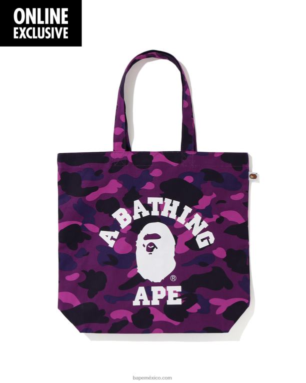 totebag universitario de camuflaje de color hombres A Bathing Ape 00RH766 púrpura