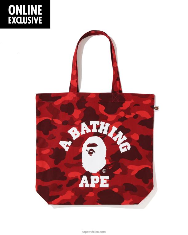 totebag universitario de camuflaje de color hombres A Bathing Ape 00RH767 rojo brillante
