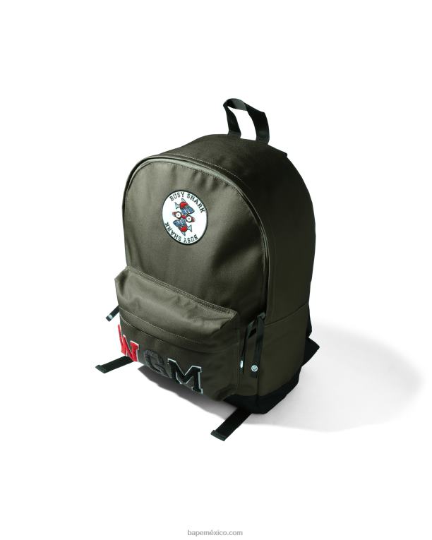 paquete de día de tiburón ocupado hombres A Bathing Ape 00RH748 verde claro