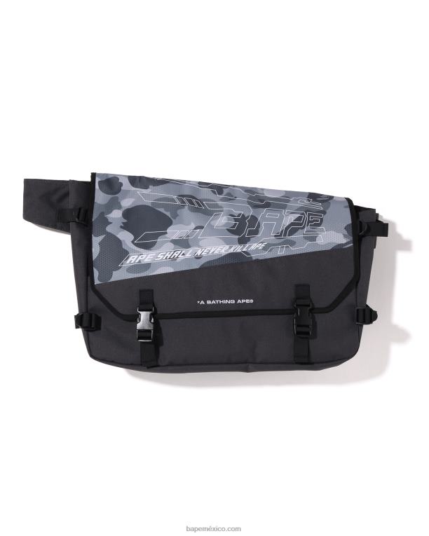 bolso messenger con diseño de panal de abeja hombres A Bathing Ape 00RH391 gris