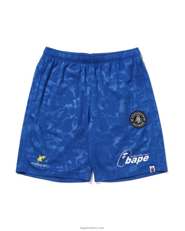 pantalones cortos de fútbol hombres A Bathing Ape 00RH356 azul