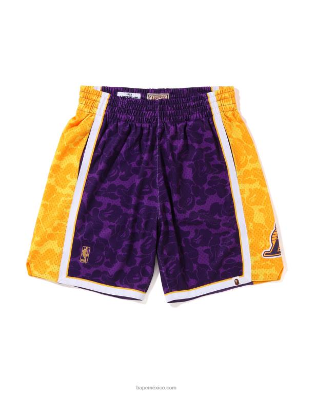 pantalones cortos de jersey x m&n los angeles lakers hombres A Bathing Ape 00RH361 púrpura