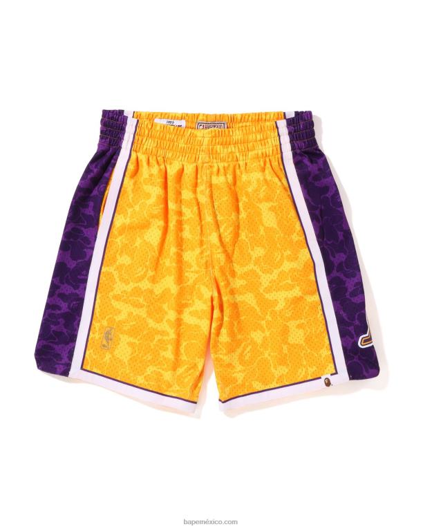 pantalones cortos de jersey x m&n los angeles lakers hombres A Bathing Ape 00RH362 amarillo