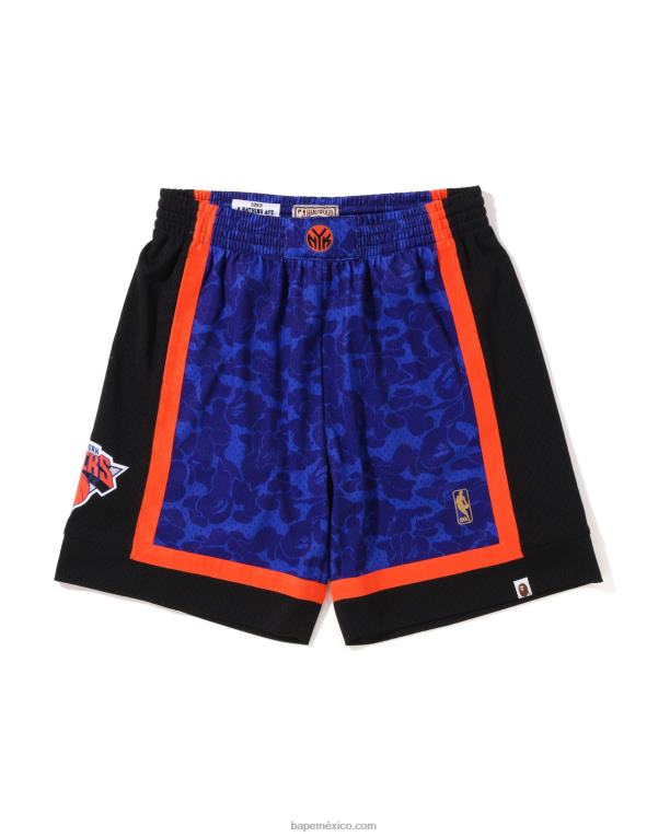 pantalones cortos de jersey x m&n new york knicks hombres A Bathing Ape 00RH376 azul