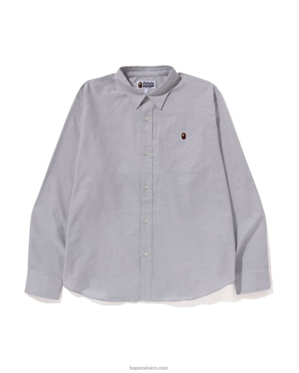 camisa oxford de corte holgado hombres A Bathing Ape 00RH329 gris