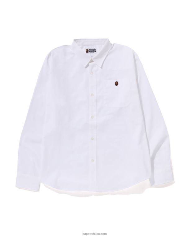 camisa oxford de corte holgado hombres A Bathing Ape 00RH331 blanco