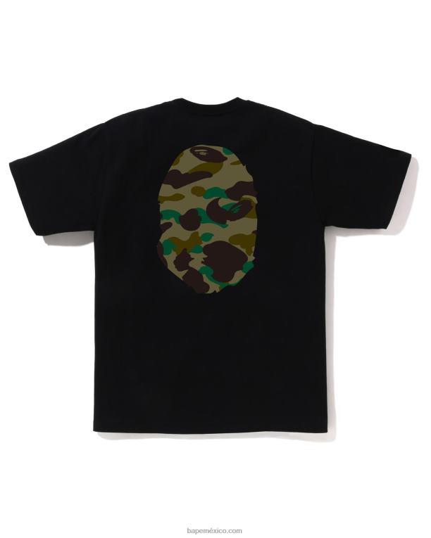 1ra camiseta de camuflaje con cabeza grande hombres A Bathing Ape 00RH1 negro
