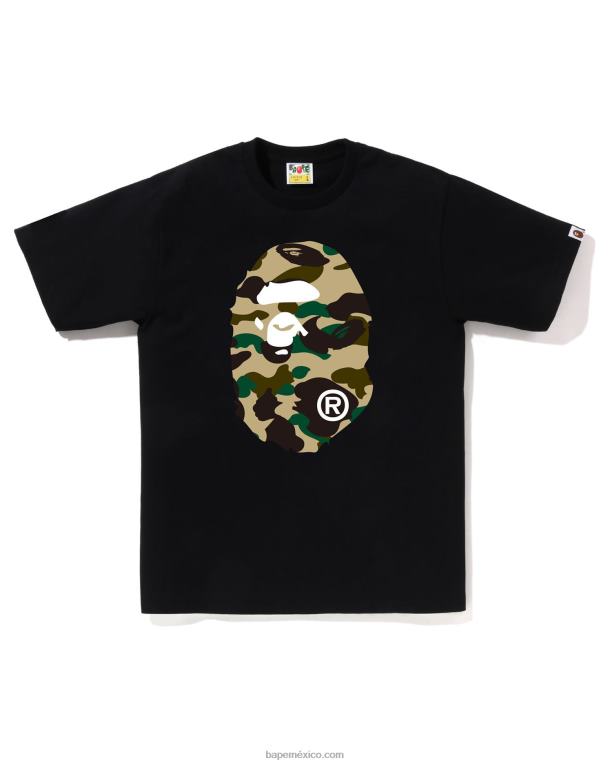 1ra camiseta de camuflaje con cabeza grande hombres A Bathing Ape 00RH2 negro