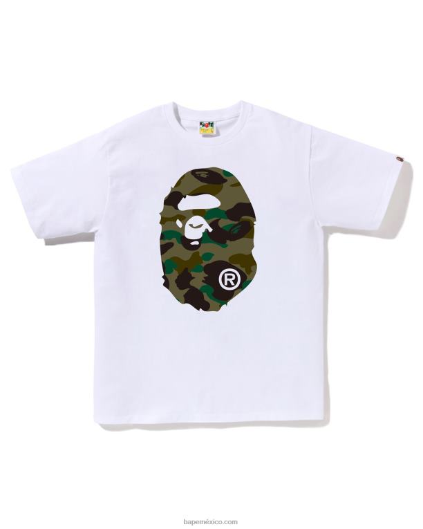 1ra camiseta de camuflaje con cabeza grande hombres A Bathing Ape 00RH3 blanco