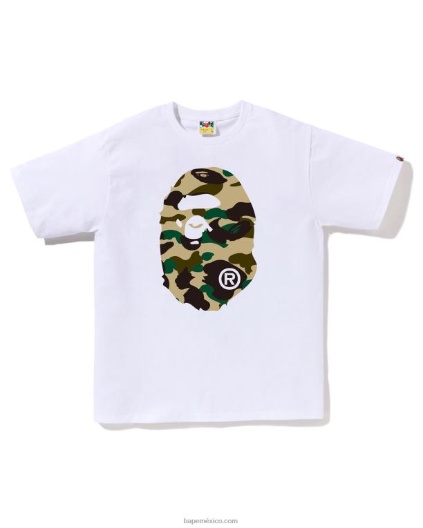 1ra camiseta de camuflaje con cabeza grande hombres A Bathing Ape 00RH4 blanco