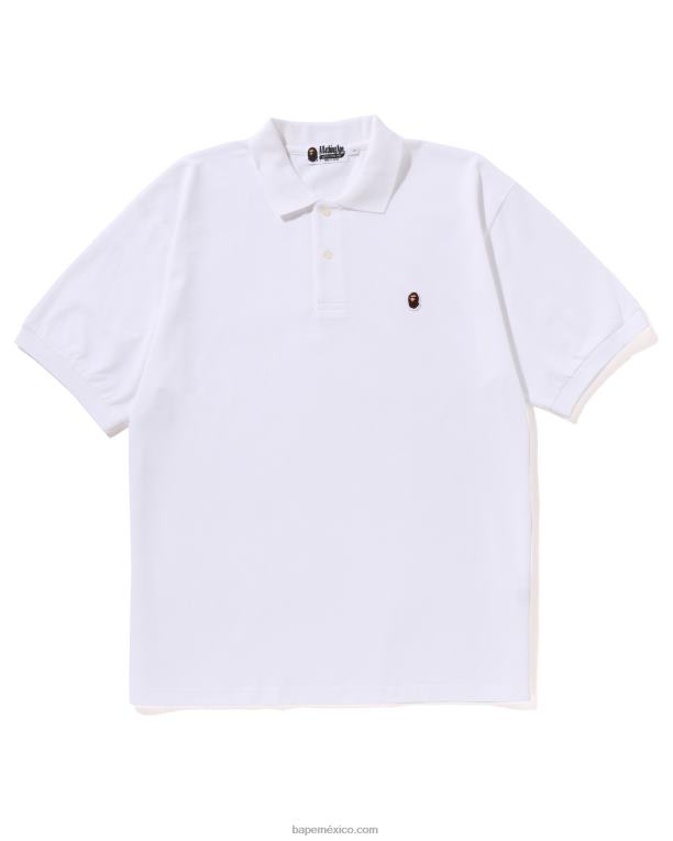 Polo Head de ajuste holgado de un punto hombres A Bathing Ape 00RH58 blanco