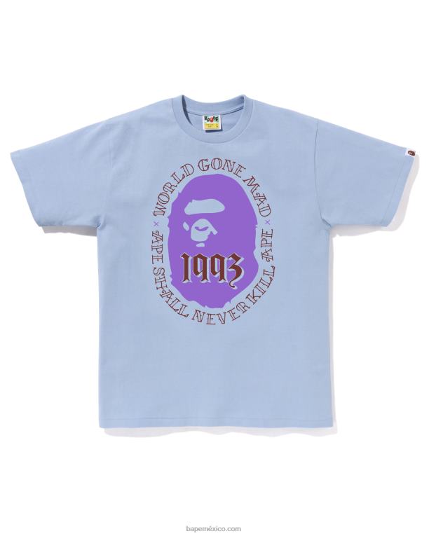 cabeza 1993 camiseta hombres A Bathing Ape 00RH52 azul claro