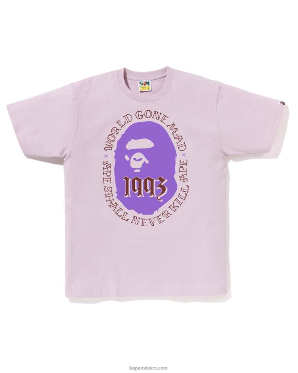 cabeza 1993 camiseta hombres A Bathing Ape 00RH54 lila pastel