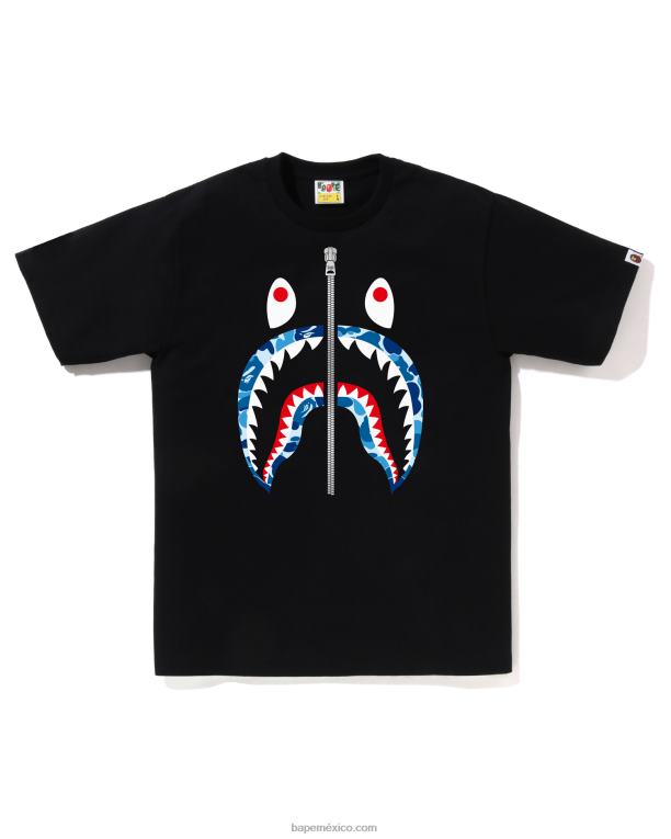 camiseta abc camuflaje tiburón hombres A Bathing Ape 00RH90 negro