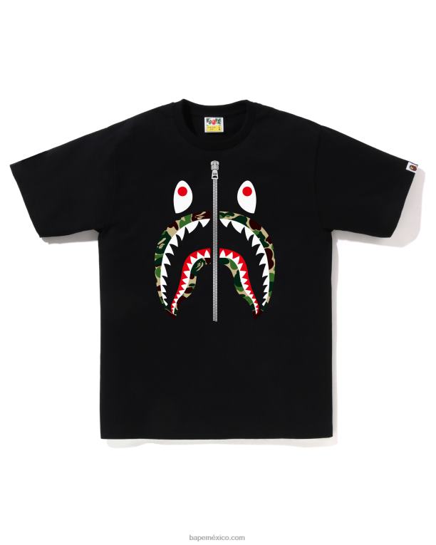 camiseta abc camuflaje tiburón hombres A Bathing Ape 00RH91 negro
