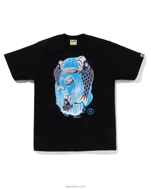 camiseta con cabeza de cascada koinobori hombres A Bathing Ape 00RH111 negro