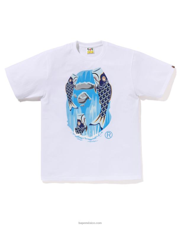 camiseta con cabeza de cascada koinobori hombres A Bathing Ape 00RH112 blanco