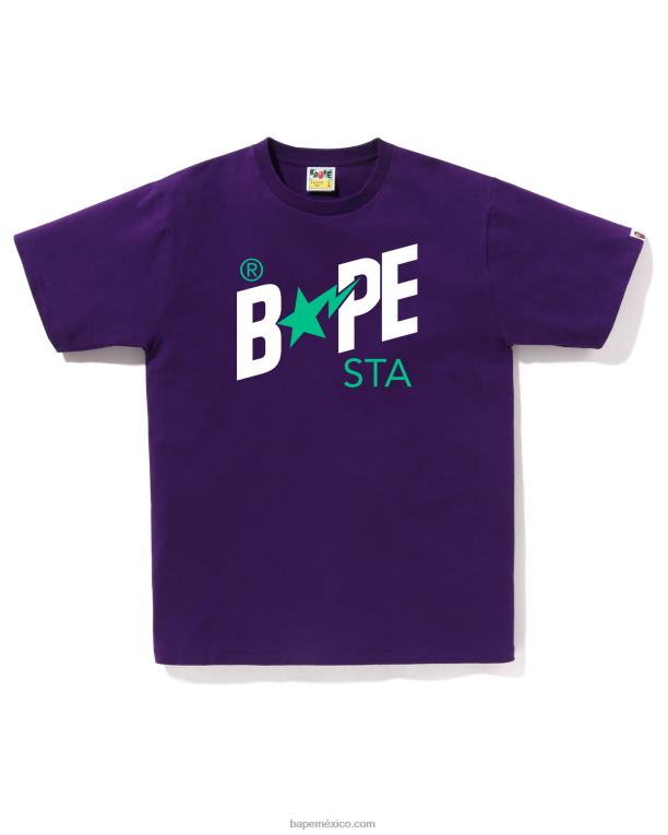 camiseta con logo de colores hombres A Bathing Ape 00RH42 púrpura