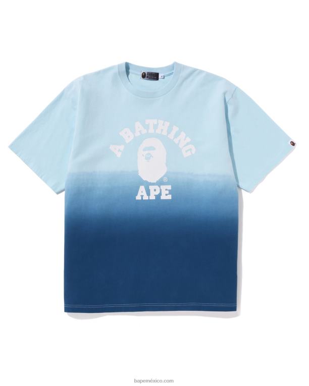 camiseta de ajuste relajado de graduación universitaria hombres A Bathing Ape 00RH175 azul