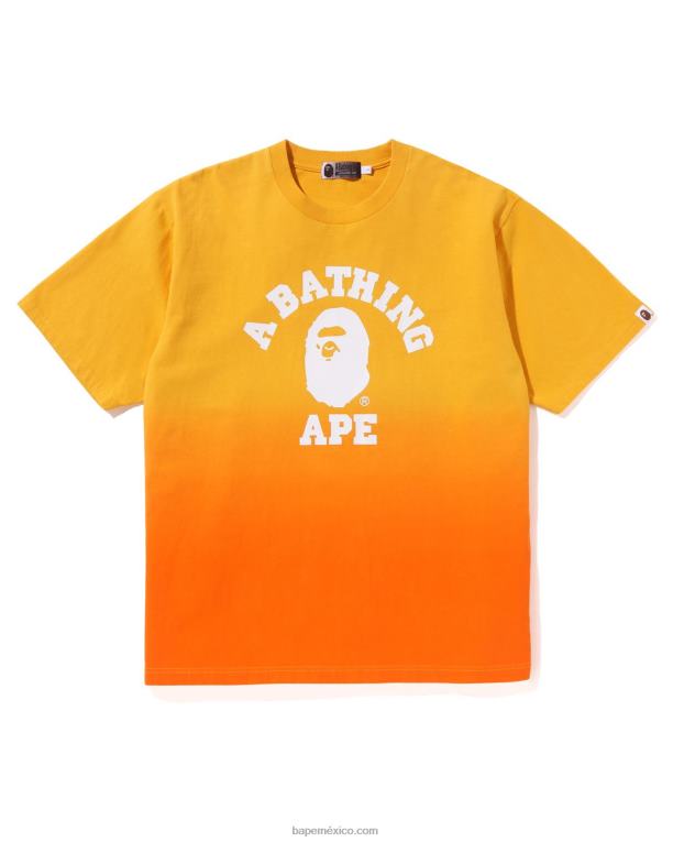 camiseta de ajuste relajado de graduación universitaria hombres A Bathing Ape 00RH176 naranja